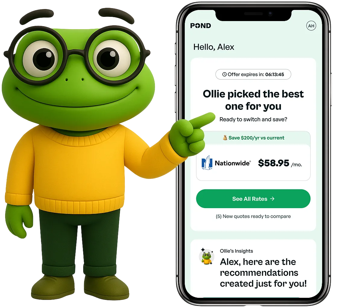 Ollie showing the POND mobile rate experience